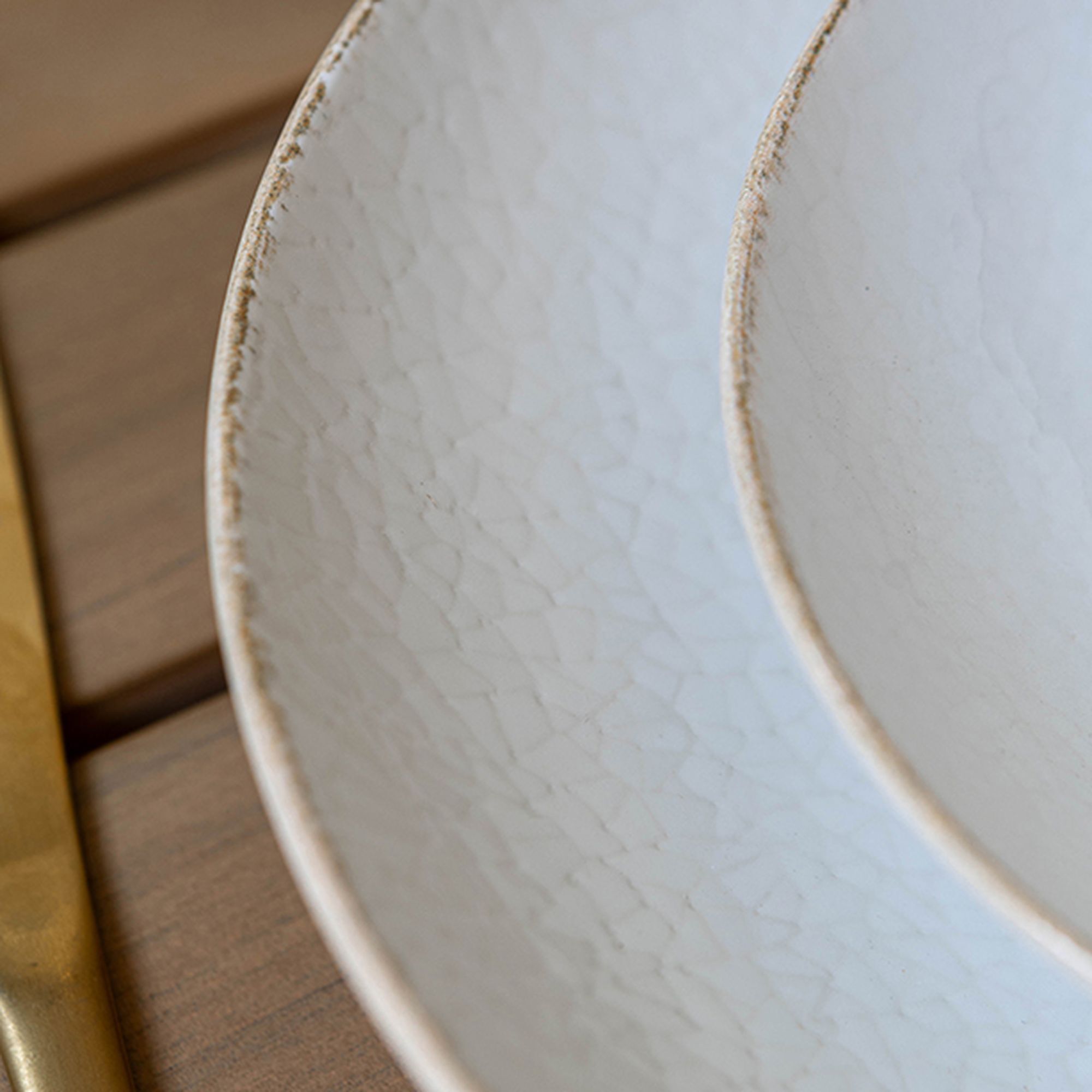 Lot de 6 assiettes plates en porcelaine blanche et liseré beige 27cm NUANCE