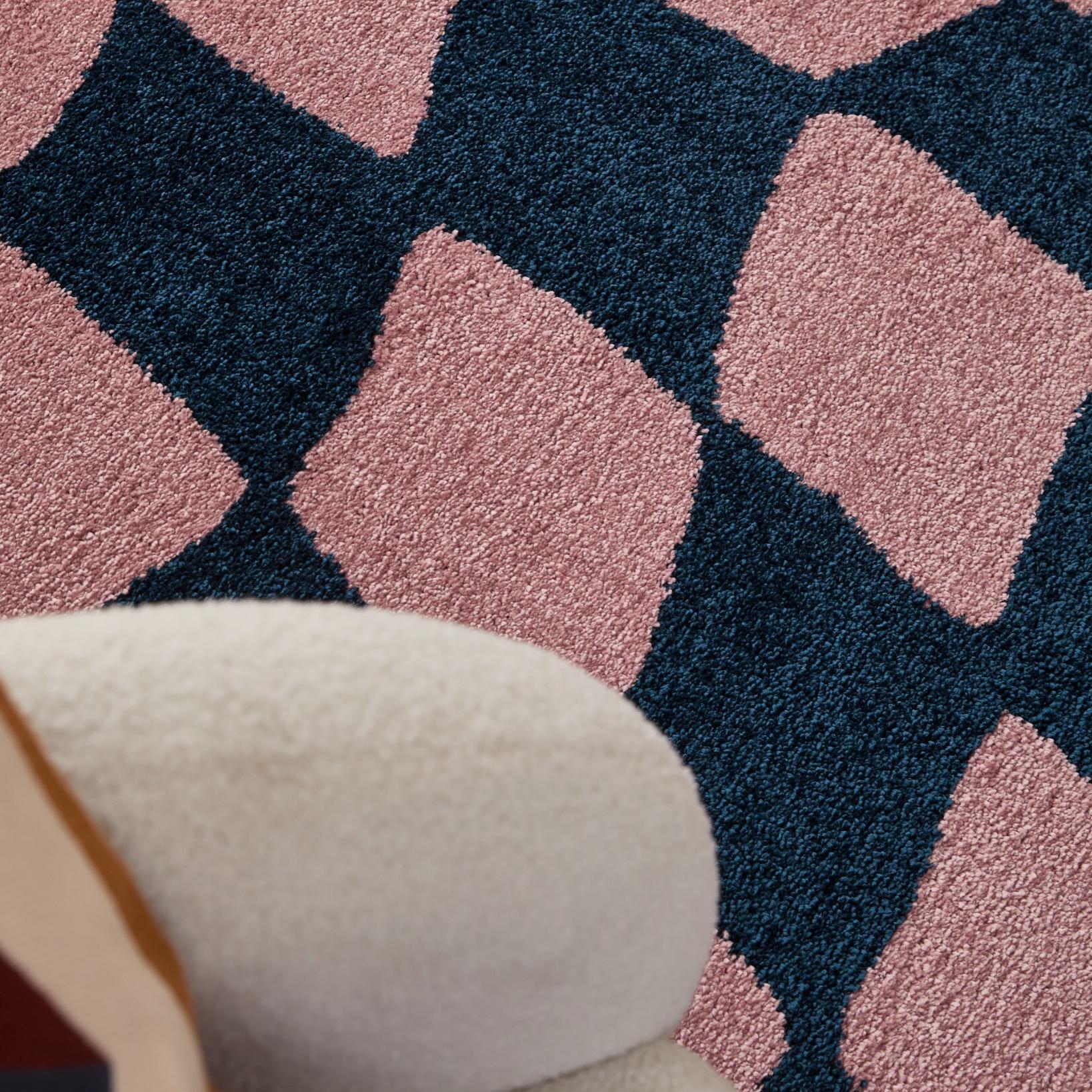 GROOVY - Tapis rétro coloré style seventies - Confortable et moelleux - Bleu