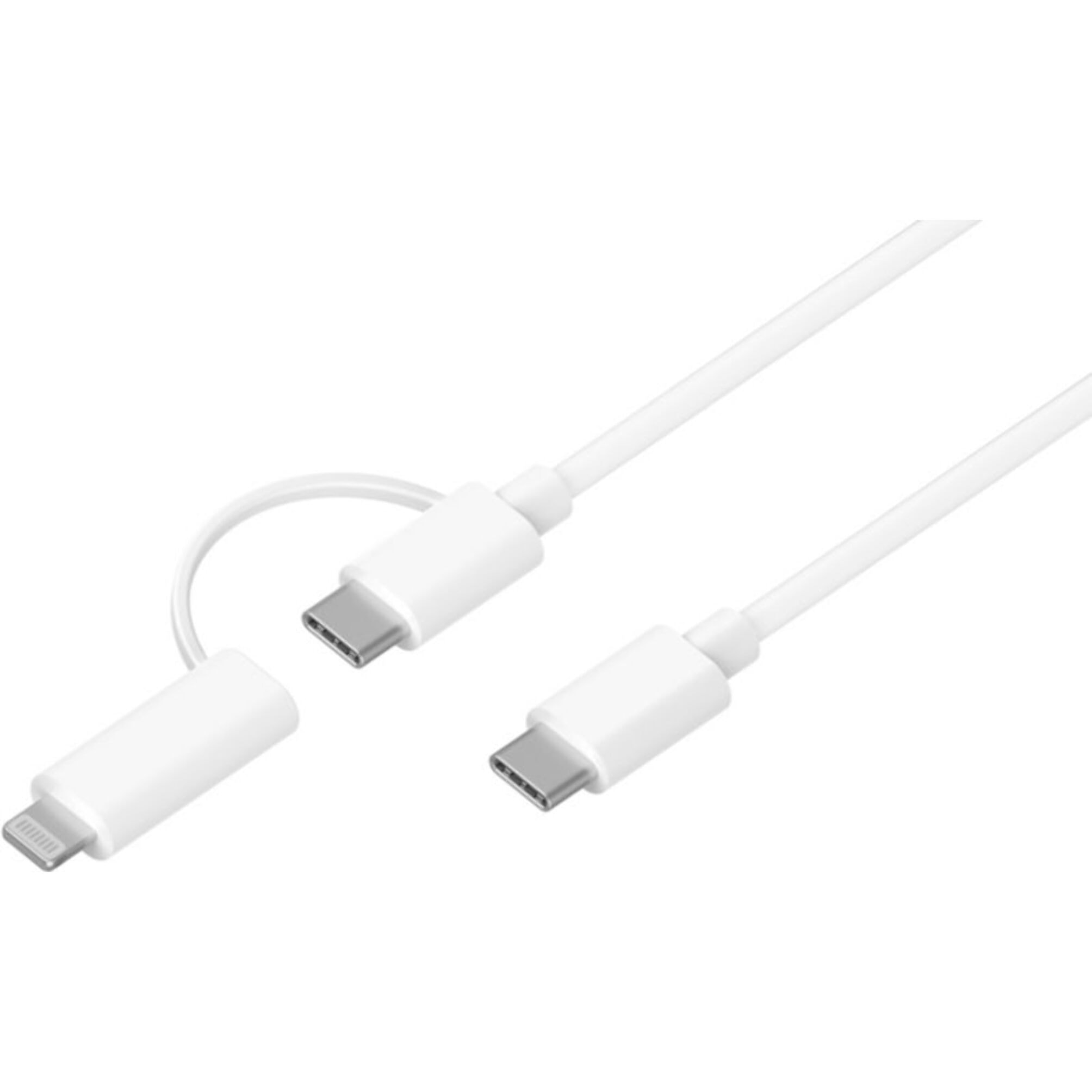 Câble Lightning ESSENTIELB 2 en 1 vers USB-C /Lightning MFI Blanc