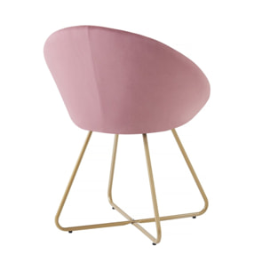 Lot de 2 chaises de salle manger en velours "Rosalie" - Rose