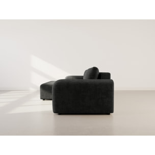 Rebecca - canapé d'angle gauche 4 places convertible avec coffre en velours texturé - Gris Anthracite
