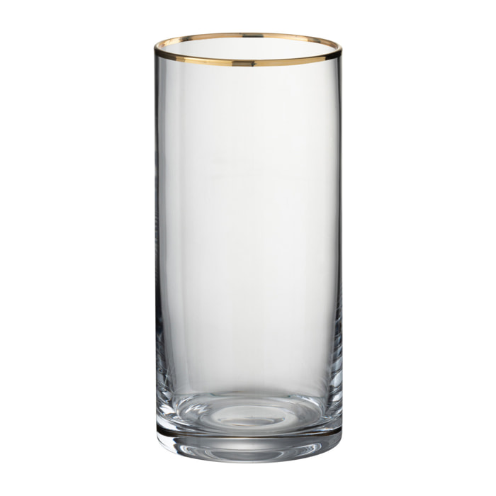 J-Line verre Bord Cylindrique Haut - verre - transparent/or - 6 pcs