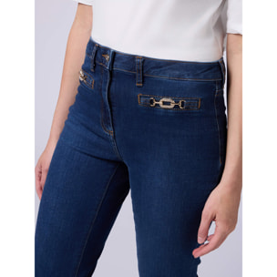 Oltre - Jeans kick flare con fibbie metalliche - Blu