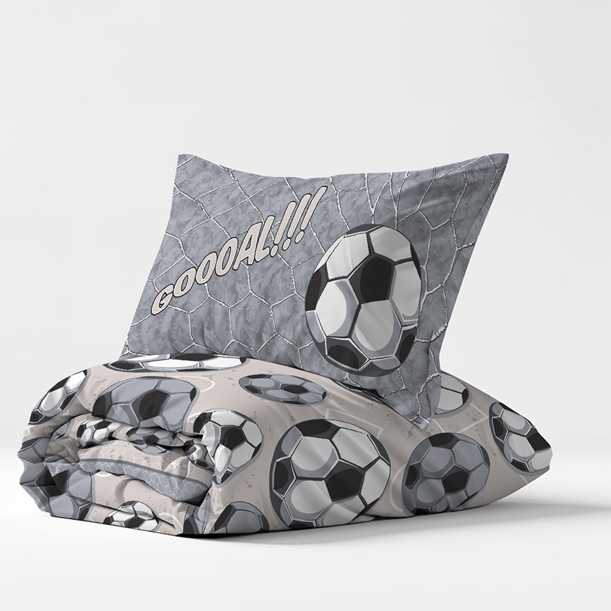 Parure copripiumino calcio grigio 100% cotone