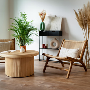 Fauteuil en bois de teck et tressage vannerie en rotin - Kilka