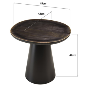 JAMES - Table d'appoint 45x42cm plateau en manguier émaillé pied métal JAMES
