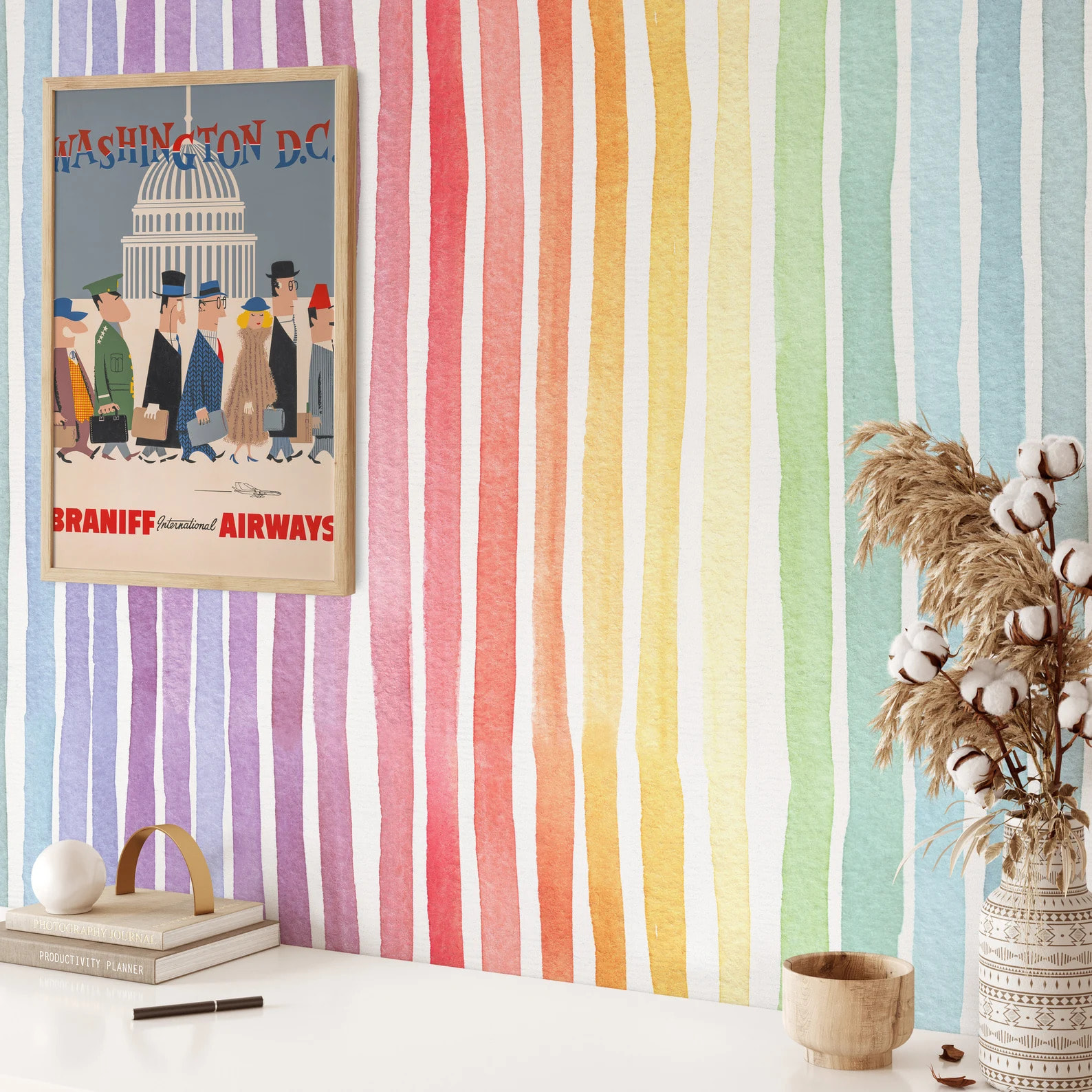 Carta da Parati a Righe Arcobaleno