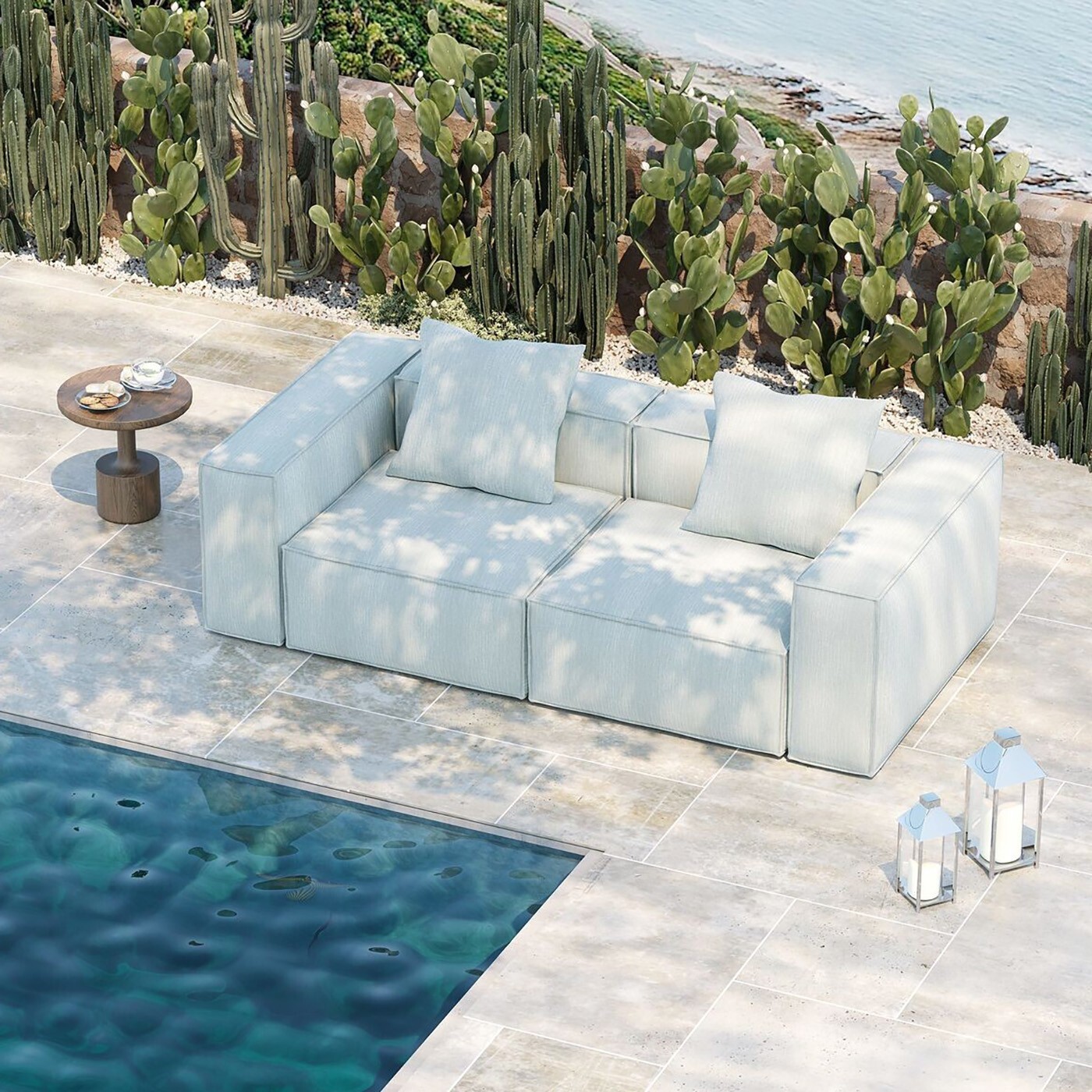 Canapé de jardin Korali Beach 2 places bleu Kare Design