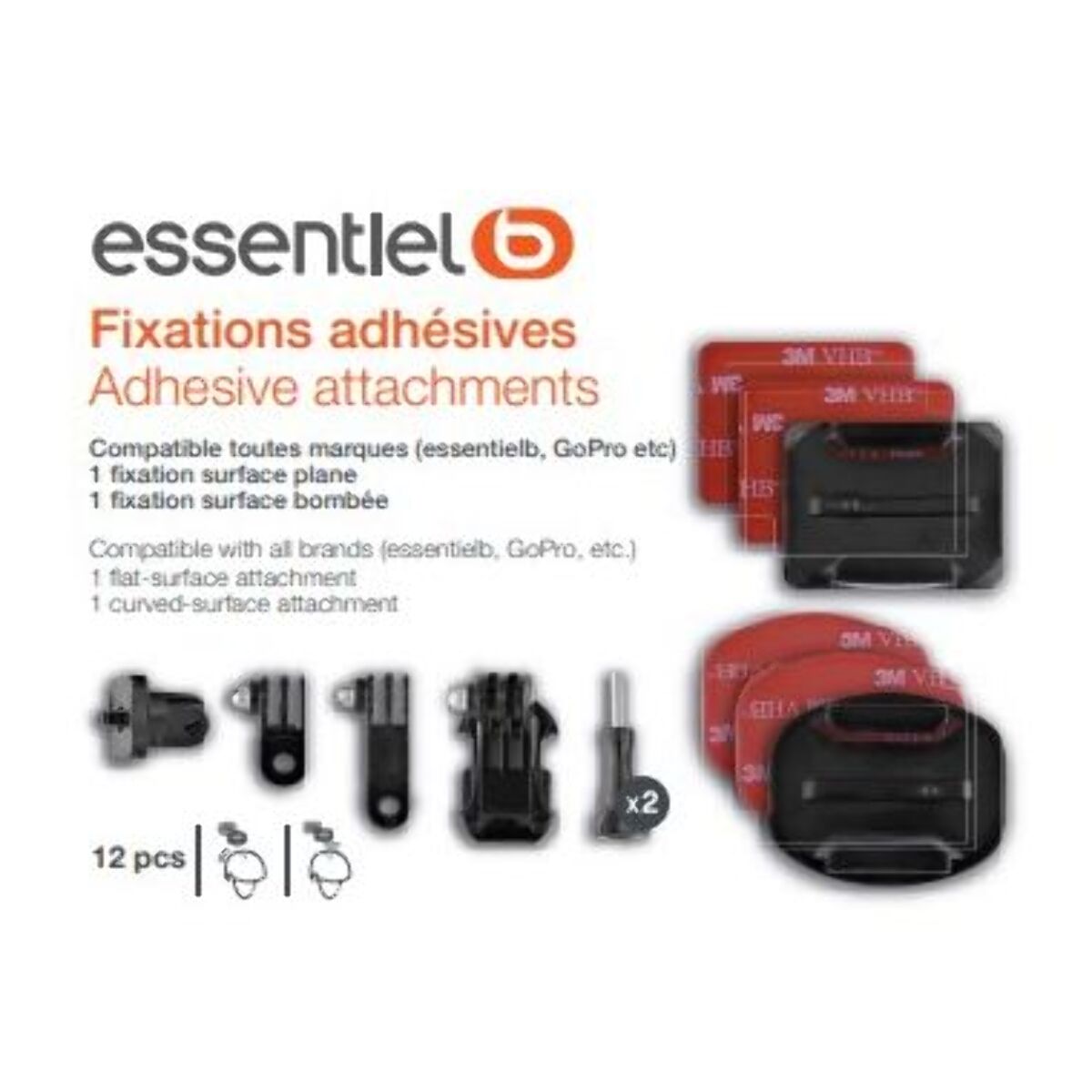 Fixation ESSENTIELB Fixations adhésives pour camera sport