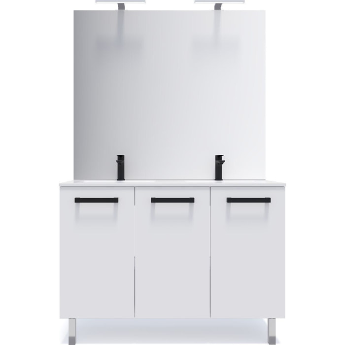 Meuble salle de bain double vasque 3 portes + miroir - CHELSEA