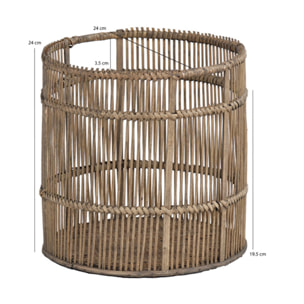 Corbeille ronde en bois de bambou naturel grisé - SACHA 1163