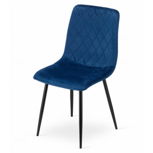 Set di 2 sedie Turin in velluto blu notte e metallo
