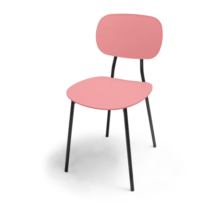 Fabriano - Set di 4 sedie di design in metallo e PP, stile moderno, colore elegante rosa