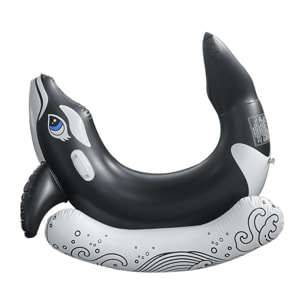 Sedia galleggiante gonfiabile per bambini, design orca, spara acqua.