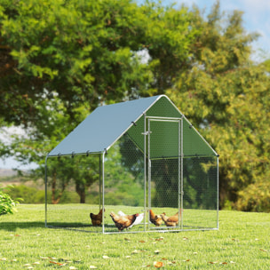 Enclos poulailler extérieur 4 m² bâche Oxford 420D anti-UV argent