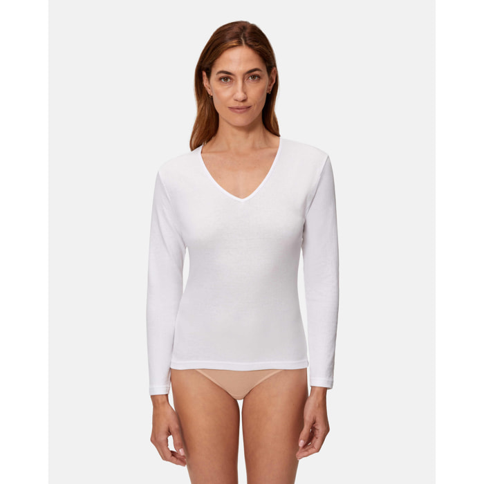 Camiseta térmica de mujer de manga larga 100% algodón