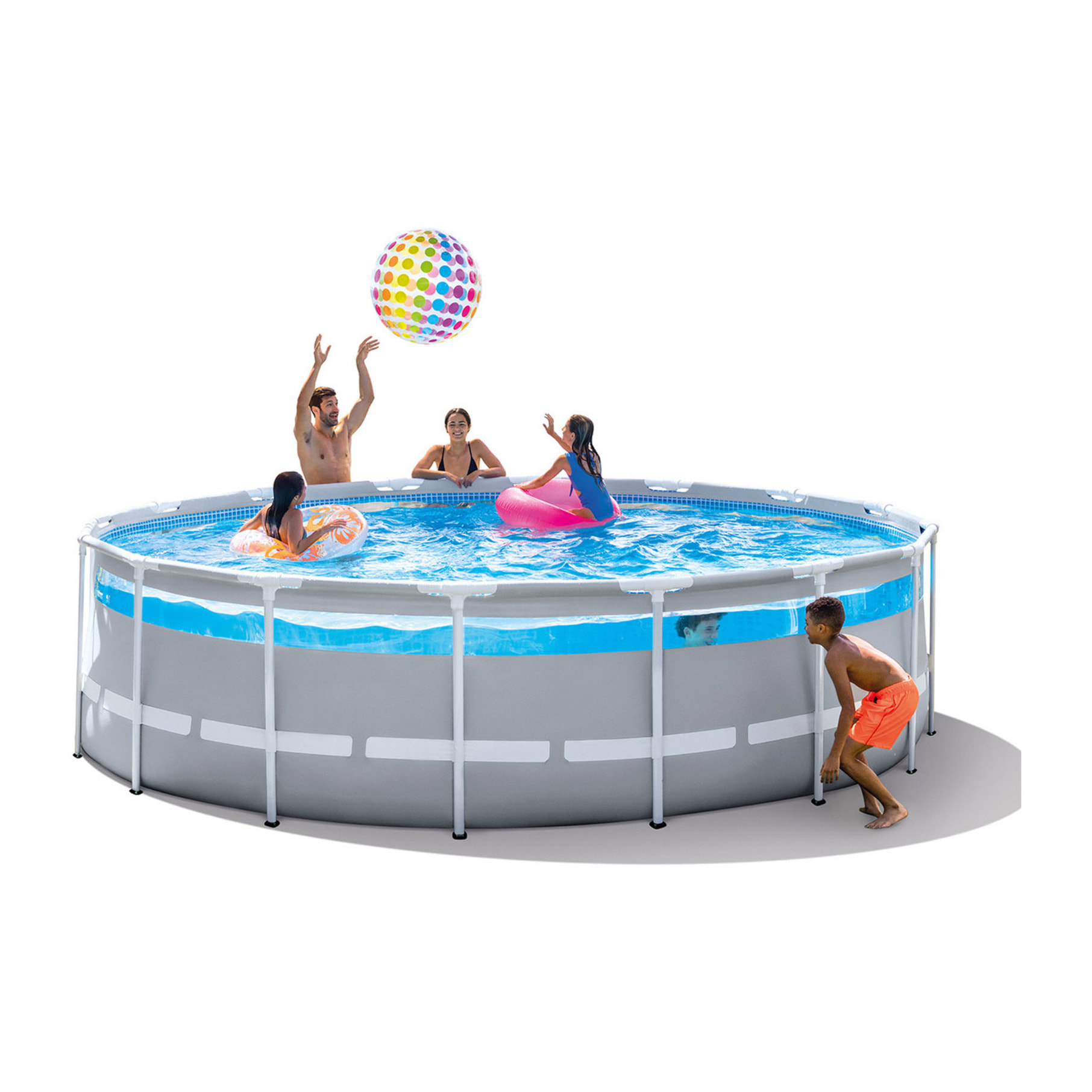 Intex Piscina Prisma Frame Clearview rotonda con Pompa Filtro, Scaletta e Teli, 488x122 cm
