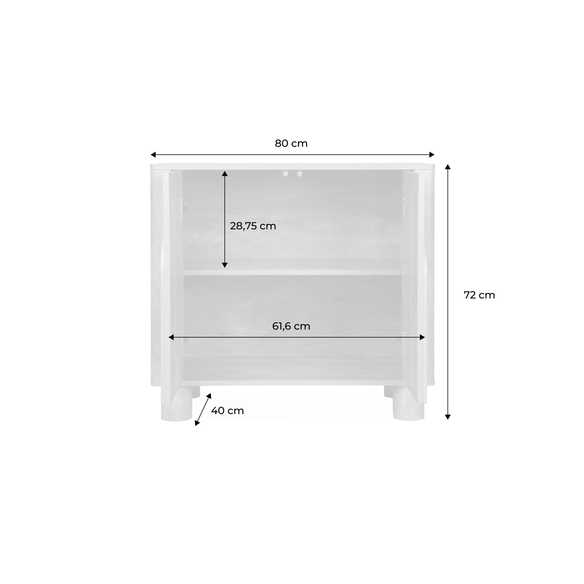 Buffet exotique bois MDF. buffet bas. 2 portes longueur 80 cm