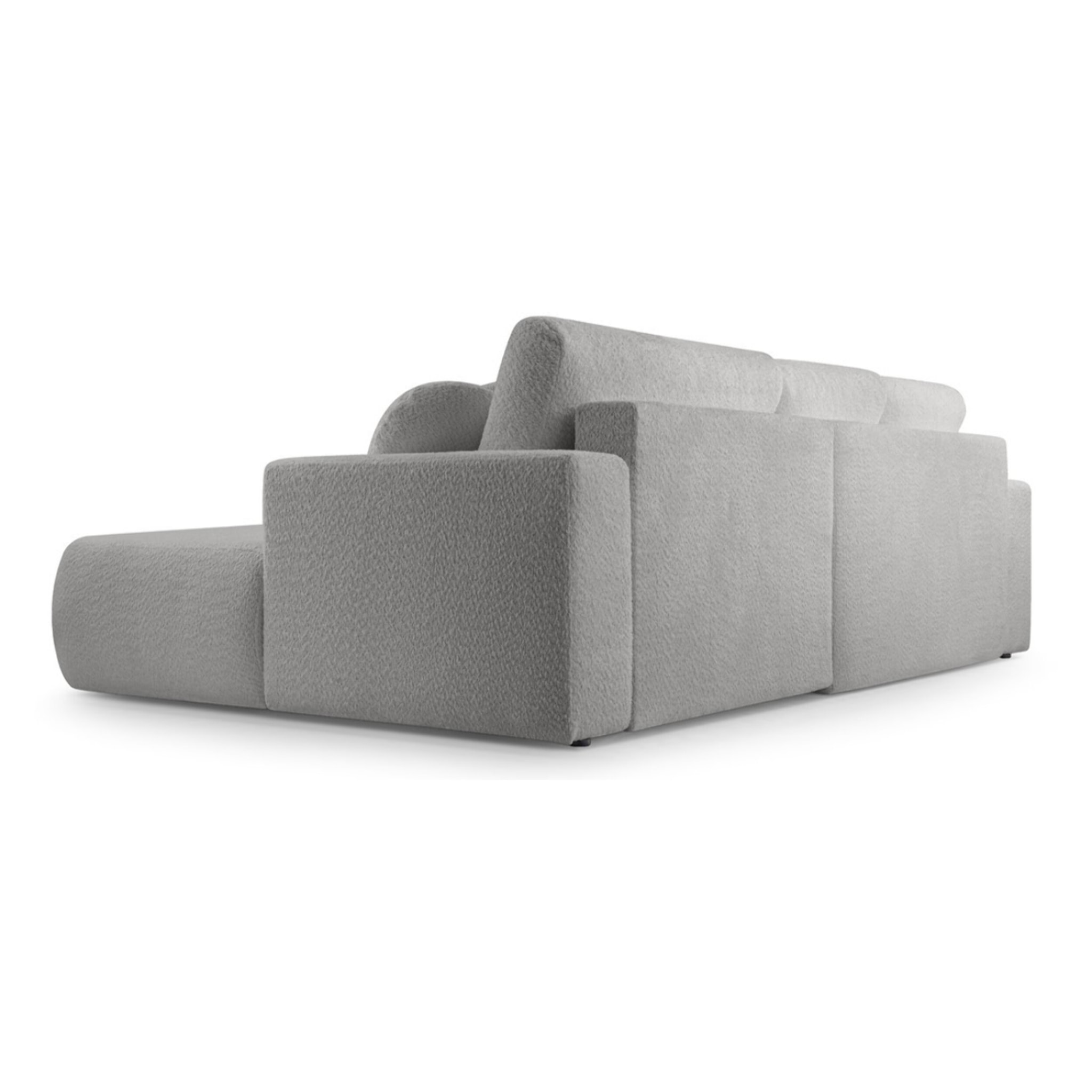 Candela - canapé d'angle droit 4 places - convertible avec coffre - en tissu bouclette - Gris