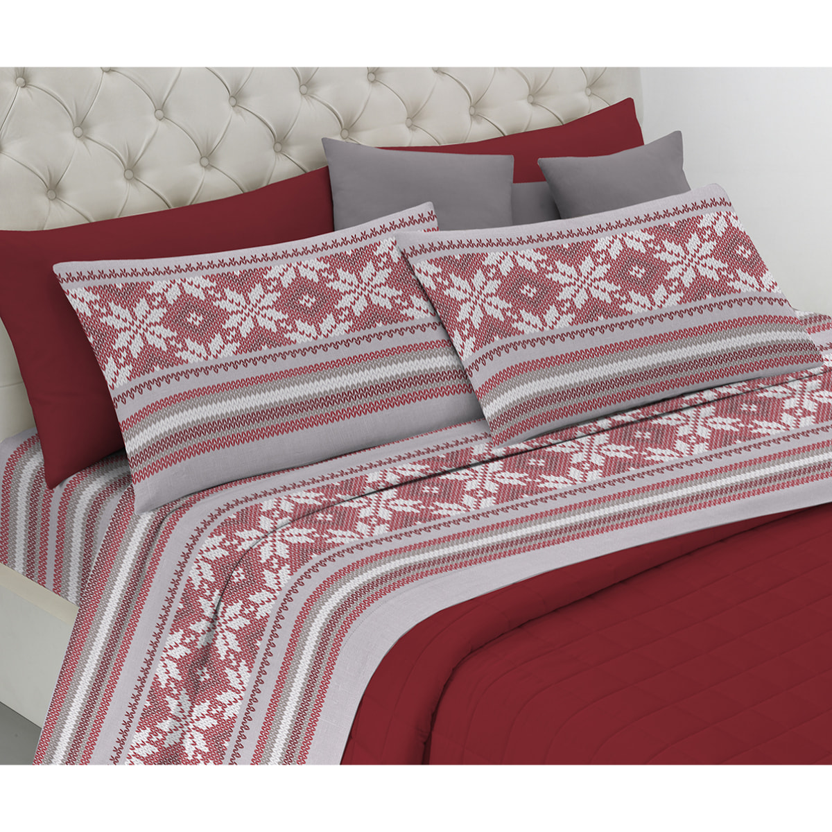 Completo letto norvegia rosso 100% cotone