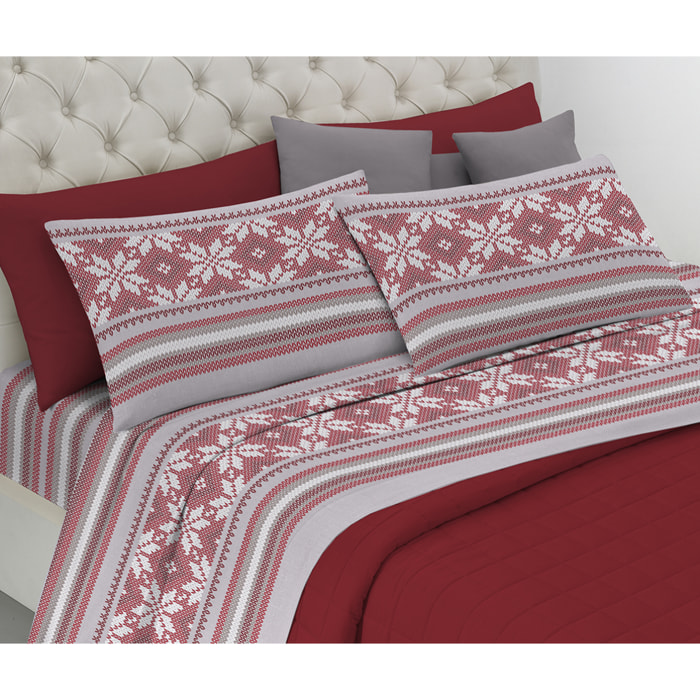Completo letto norvegia rosso 100% cotone