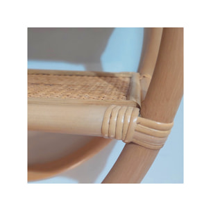 Etagère murale ronde D. 60 cm en rotin naturel avec 2 tablettes - VIVIA