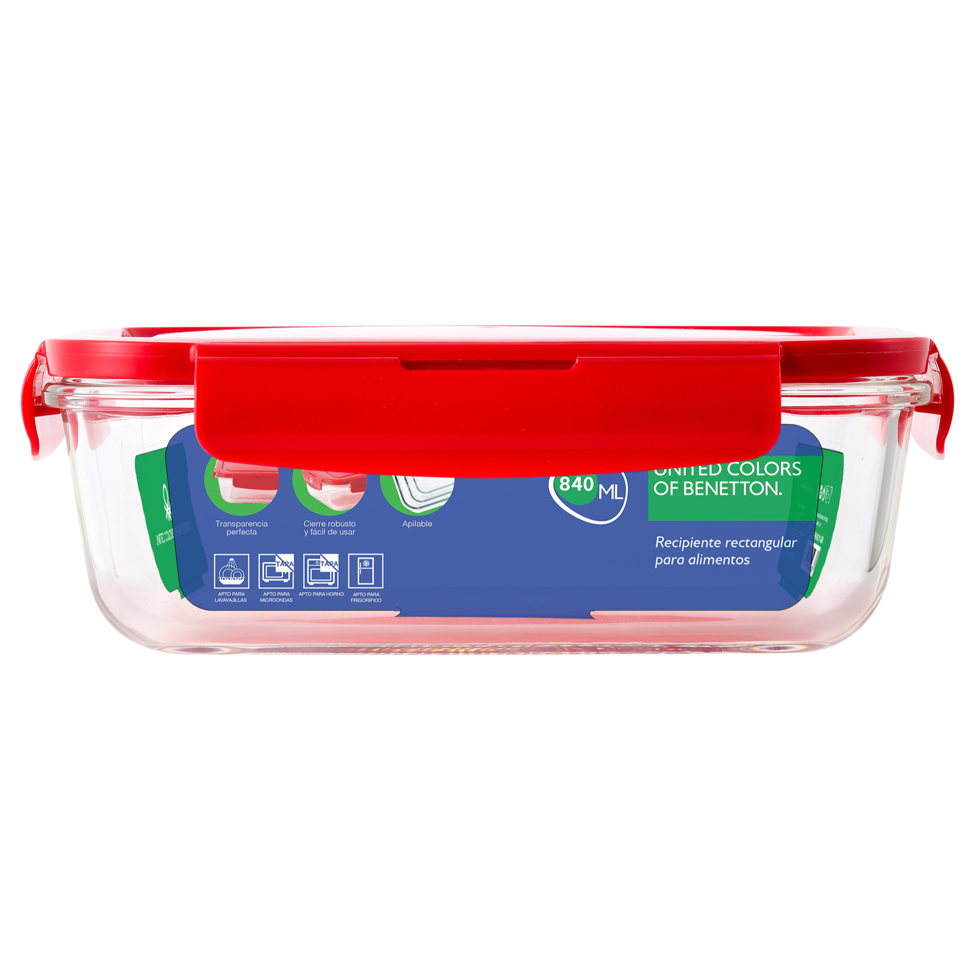 Hermético rectangular  tapa rojo benetton