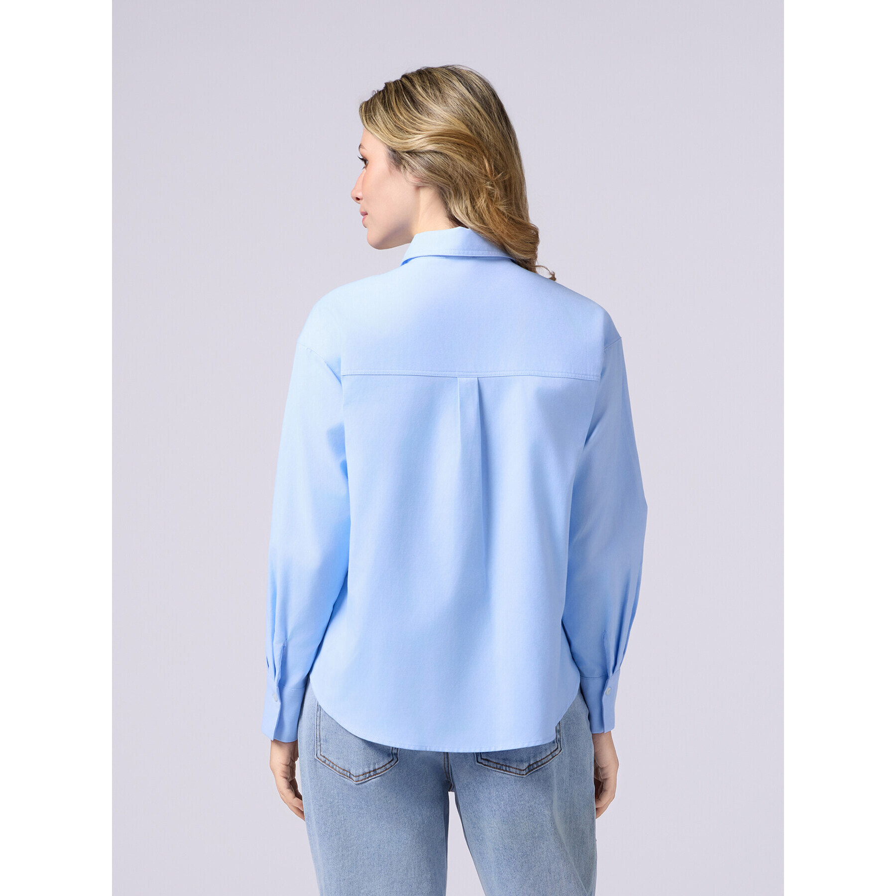 Oltre - Camisa de popelina con bordado de joyas - Light - blue