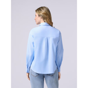 Oltre - Camisa de popelina con bordado de joyas - Light - blue