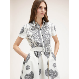 Motivi - Vestido camisero con estampado étnico - Blanco