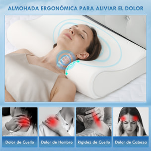 Almohada Cervicales y Cuello de Espuma Viscoelástica, Almohada Ortopedica con Diseño Ergonómico, Doble Altura, Funda Extraíble y Lavable, para Soporte de Cuello, Dormir de Lado y Boca Arriba