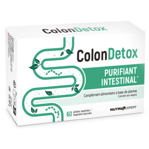 NUTRI EXPERT - Colon Detox - Complément alimentaire à base de plantes - Purifie et détoxifie le côlon - Sans ingrédients d'origine animale - Vegan - Fabriqué en France - 60 gélules