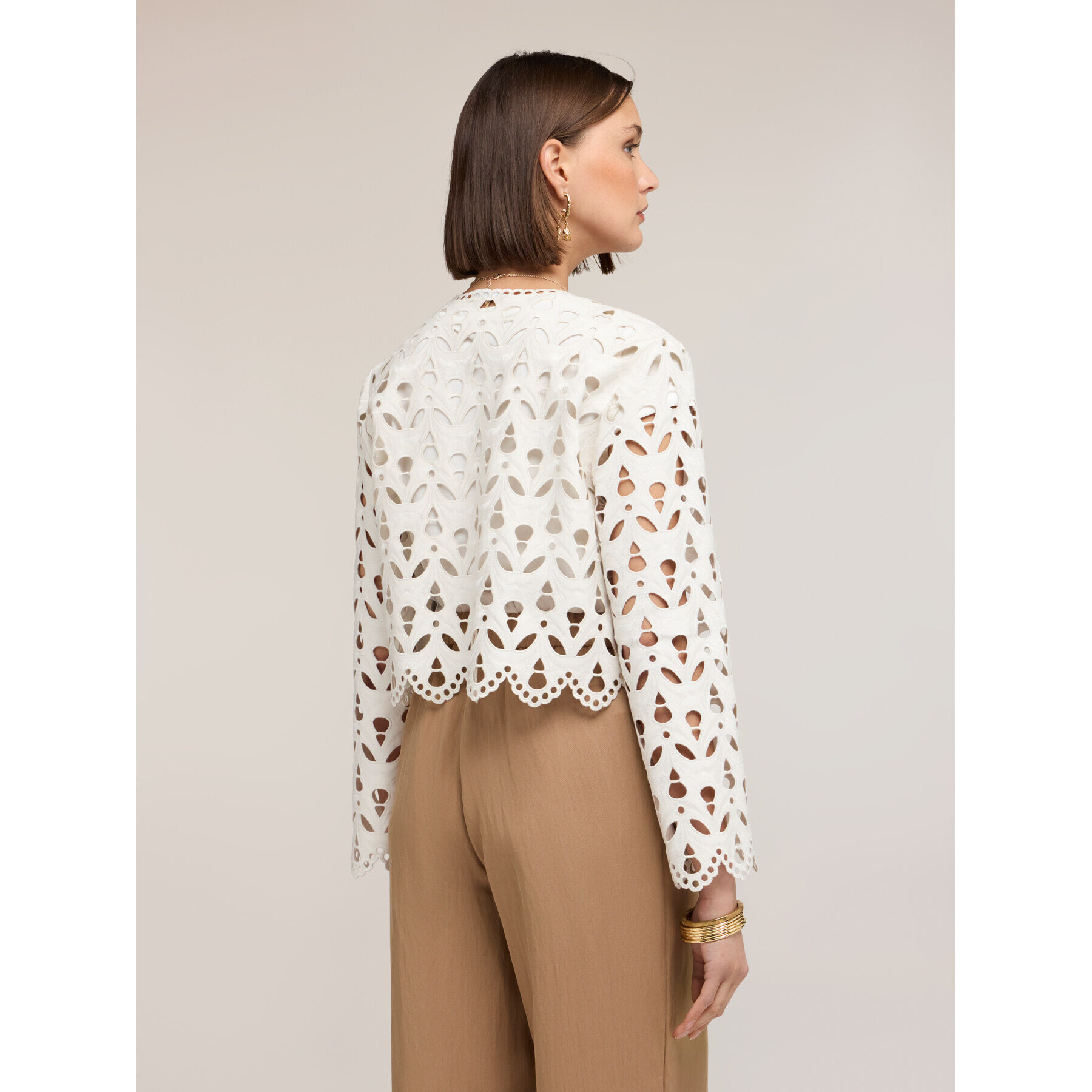 Motivi - Chaqueta coated efecto sangallo - Blanco