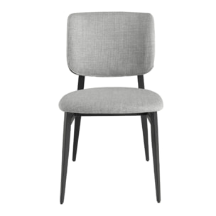 Silla Angel Cerdá con asiento y respaldo tapizados en tela en gris claro patas de acero inoxidable en epoxi negro 48x60x83cm