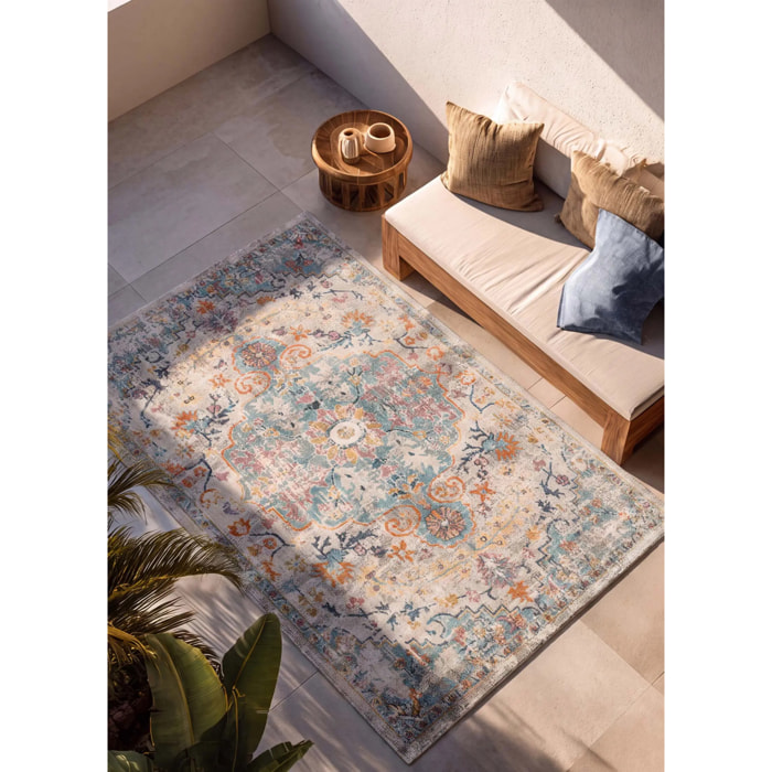 LUNA Alfombra de estilo vintage para interior/exterior multicolor, varias medidas disponibles.
