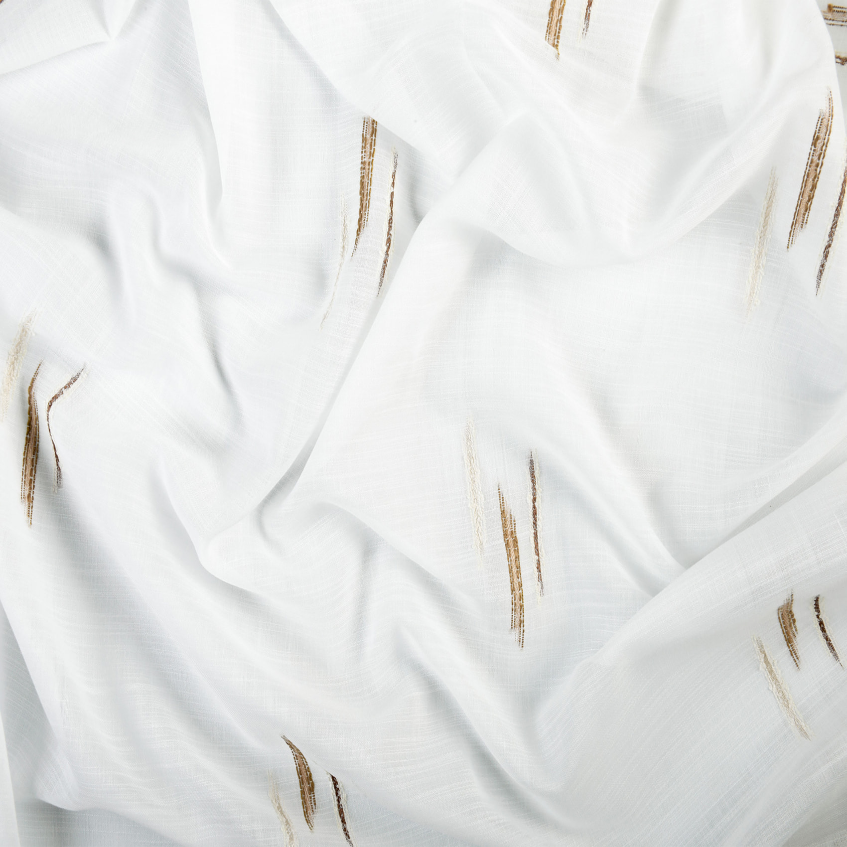 Voilage texturé motif fil coupé esprit ikat - Beige