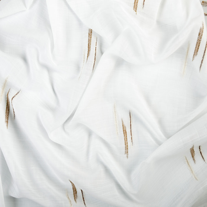 Voilage texturé motif fil coupé esprit ikat - Beige