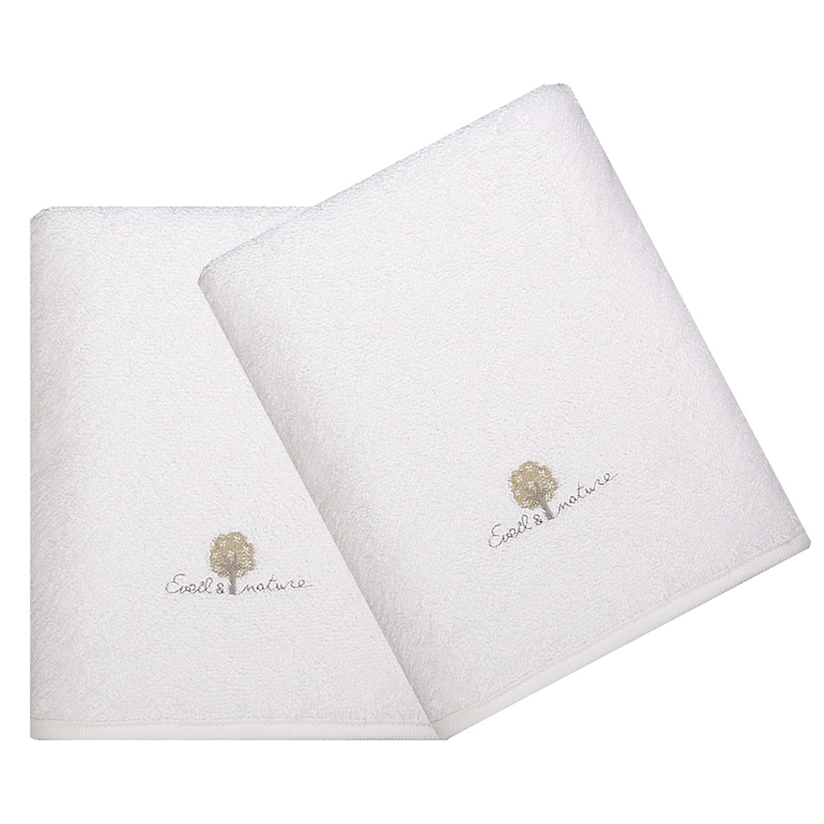 Lot de 2 Serviettes éponge 50X90 cm Coton bio-Blanc