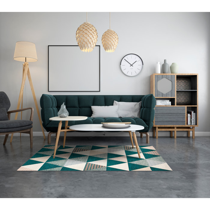 TAPPETO ARREDO TRIANGOLI PRUGNA CON FONDO ANTISCIVOLO