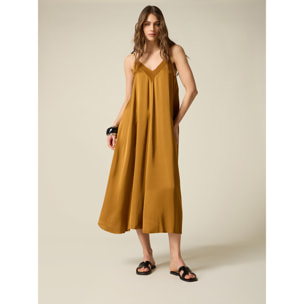 Oltre - Vestido largo en raso de viscosa - Oro
