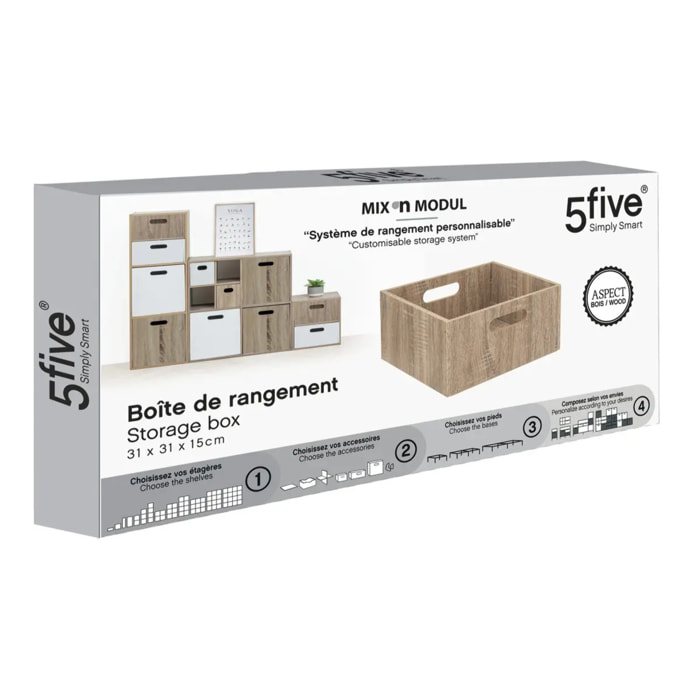 Panier 31x15cm "Mix N' Modul" effet chêne naturel