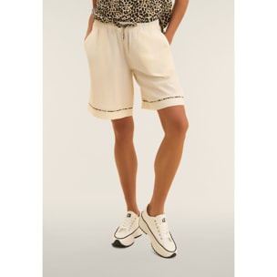 Pantaloni corti wide leg in tessuto crinkle