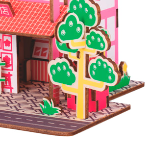 Maqueta 3D de madera. Supermercado. 43 piezas.