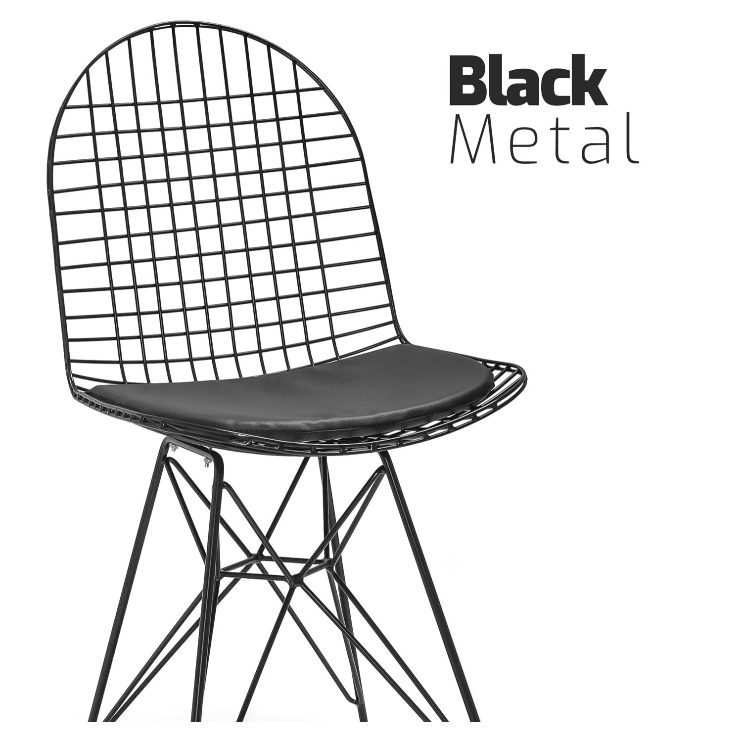 COPENAGHEN - Set di 2 sedie in metallo con design industrial. Set di 2 sedie da pranzo, ufficio, studio. Colore bianco o nero