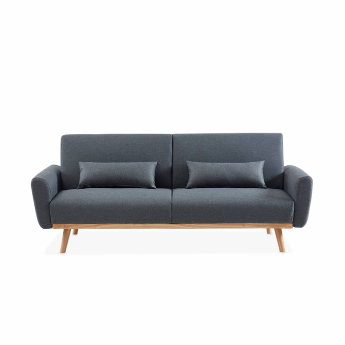 Canapé convertible design en tissu - Oskar - 2 - 3 places scandinave droit avec pieds bois