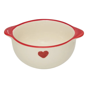 Bol motif coeurs Valentine blanc et rouge