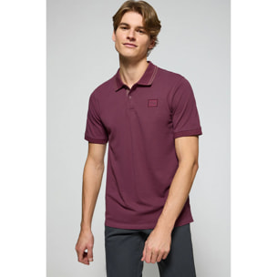 Polo in color prugna a due bottoni con logo Polo Club