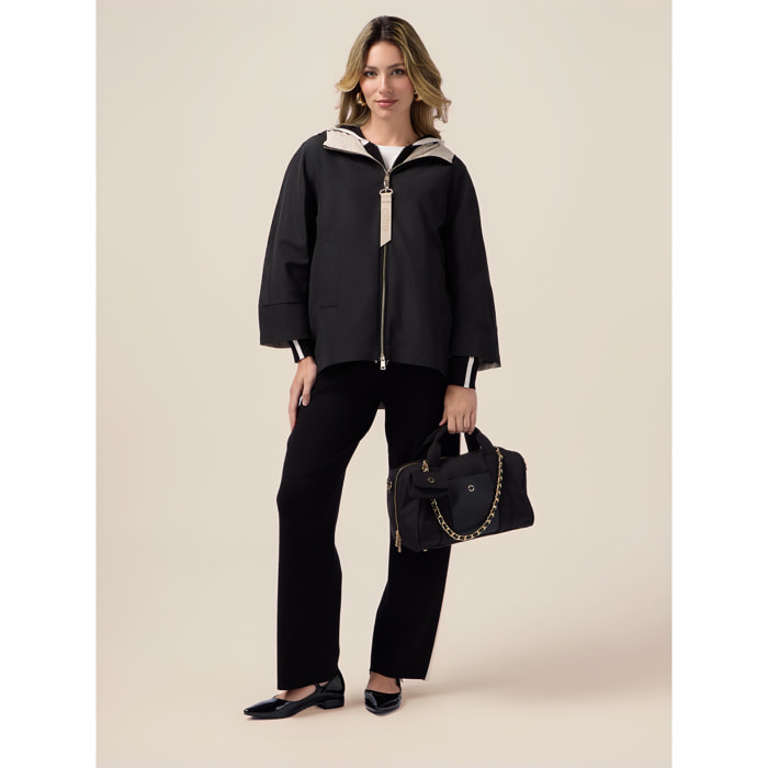 Oltre - Pantalones de punto con perfiles en contraste - Negro