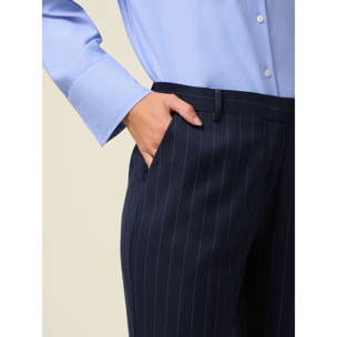 Oltre - Pantalones acampanados a rayas - Azul