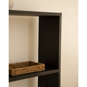Estantería de madera maciza tono negro con 3 estantes Alto: 146 Largo: 80 Ancho: 20
